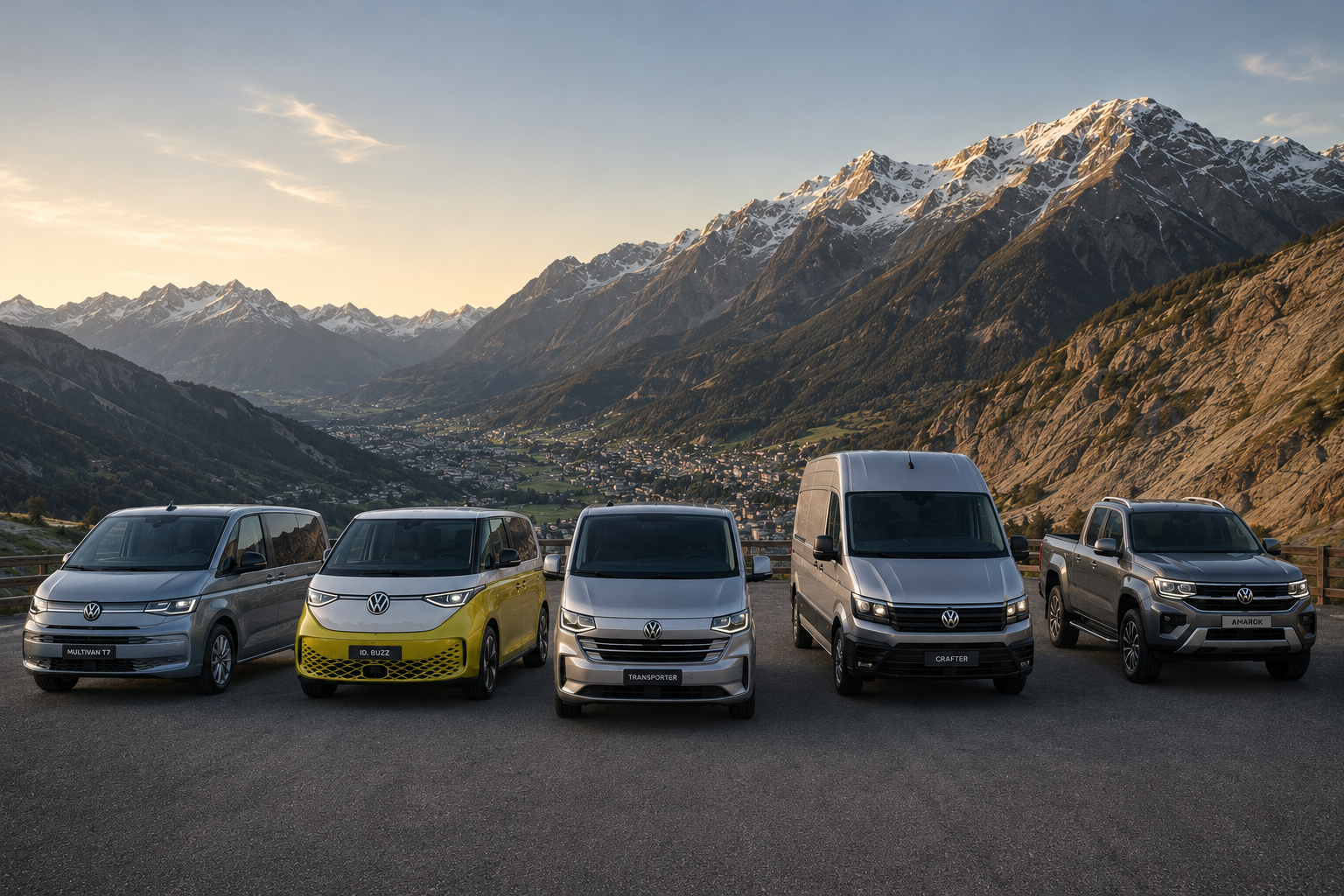Gamma Volkswagen Veicoli Commerciali tra le montagne: Multivan T7, ID. Buzz, Transporter, Crafter e Amarok